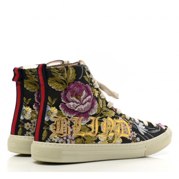 Gucci Blind for Love Floral Embroidered High Top Sneakers - Picture 8 of 16